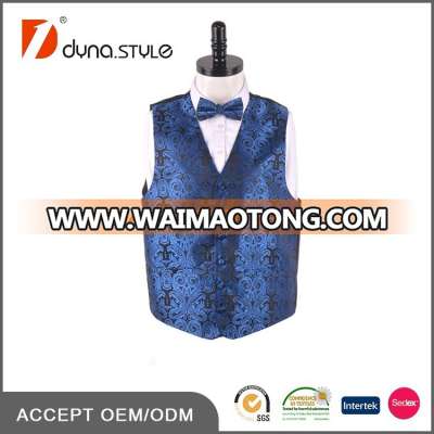 Latest Design Royal Blue Paisley Jacquard Fancy Waistcoat