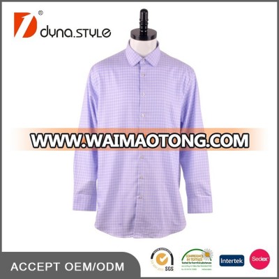 Pure cotton Purple color yarn dyed small check shirt for men